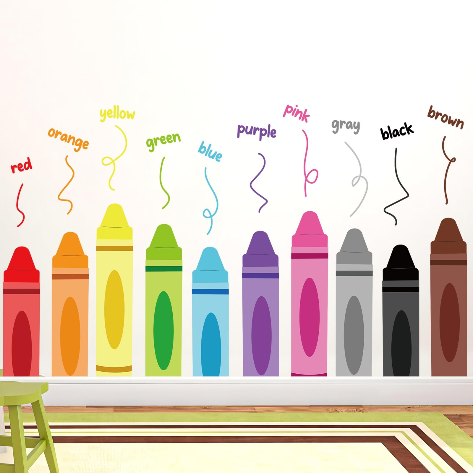 Colorful Crayon Wall Decals Color Crayon Wall Stickers Peel and Stick Crayons…
