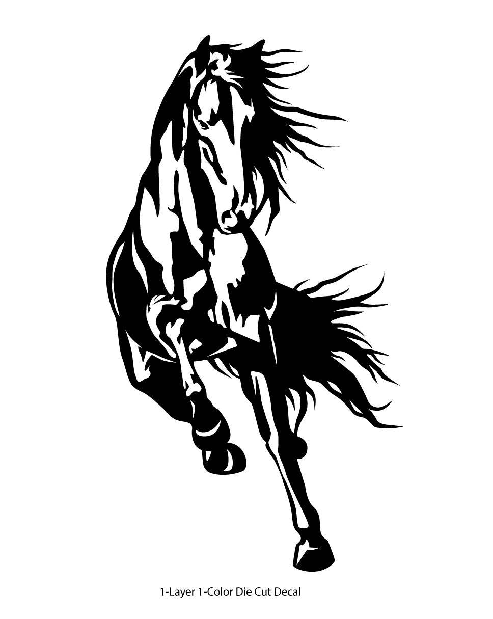 Horse Stallion Galloping #5, 4-21″ Outdoor Die Cut Vinyl Decal Sticker