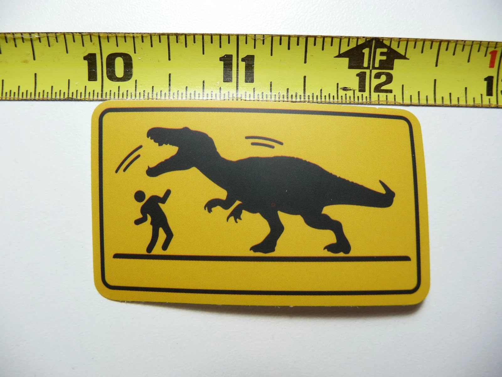 CAUTION TYRANNOSAURUS CROSSING DINOSAUR SMALL STICKER DECAL FUNNY FOR WALL DOOR