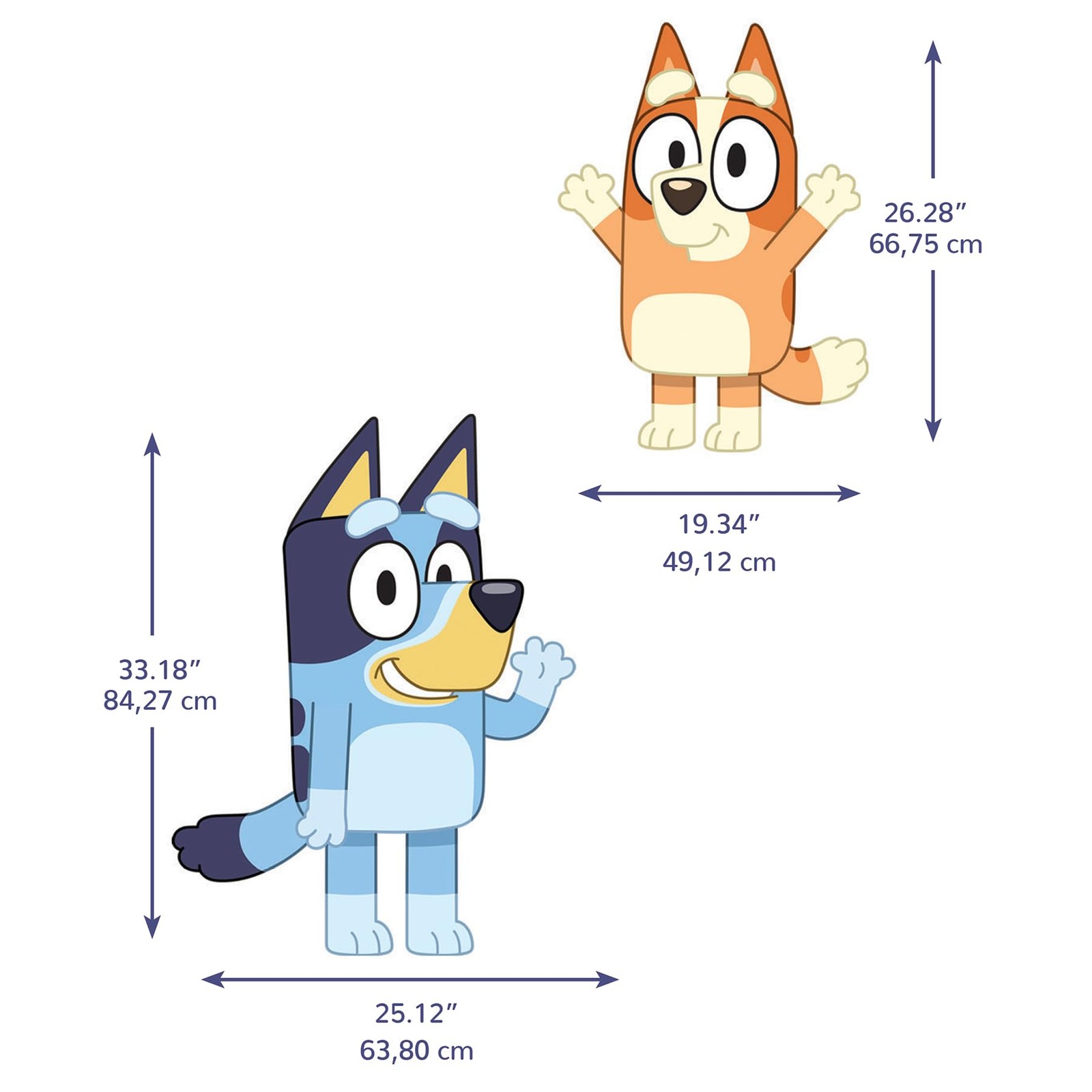Bluey and Bingo Character Blue Peel and Stick Wall Decals, RMDM5560
