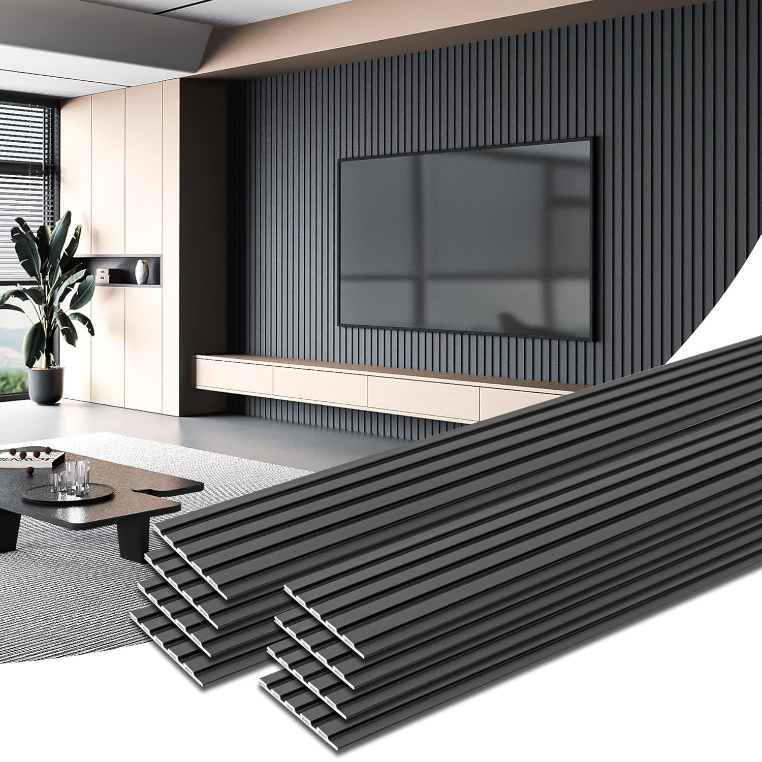 8-Pack 108″ X 6″ WPC Wall Panels, Modern Accent Wall Paneling, Decorative Wainsc