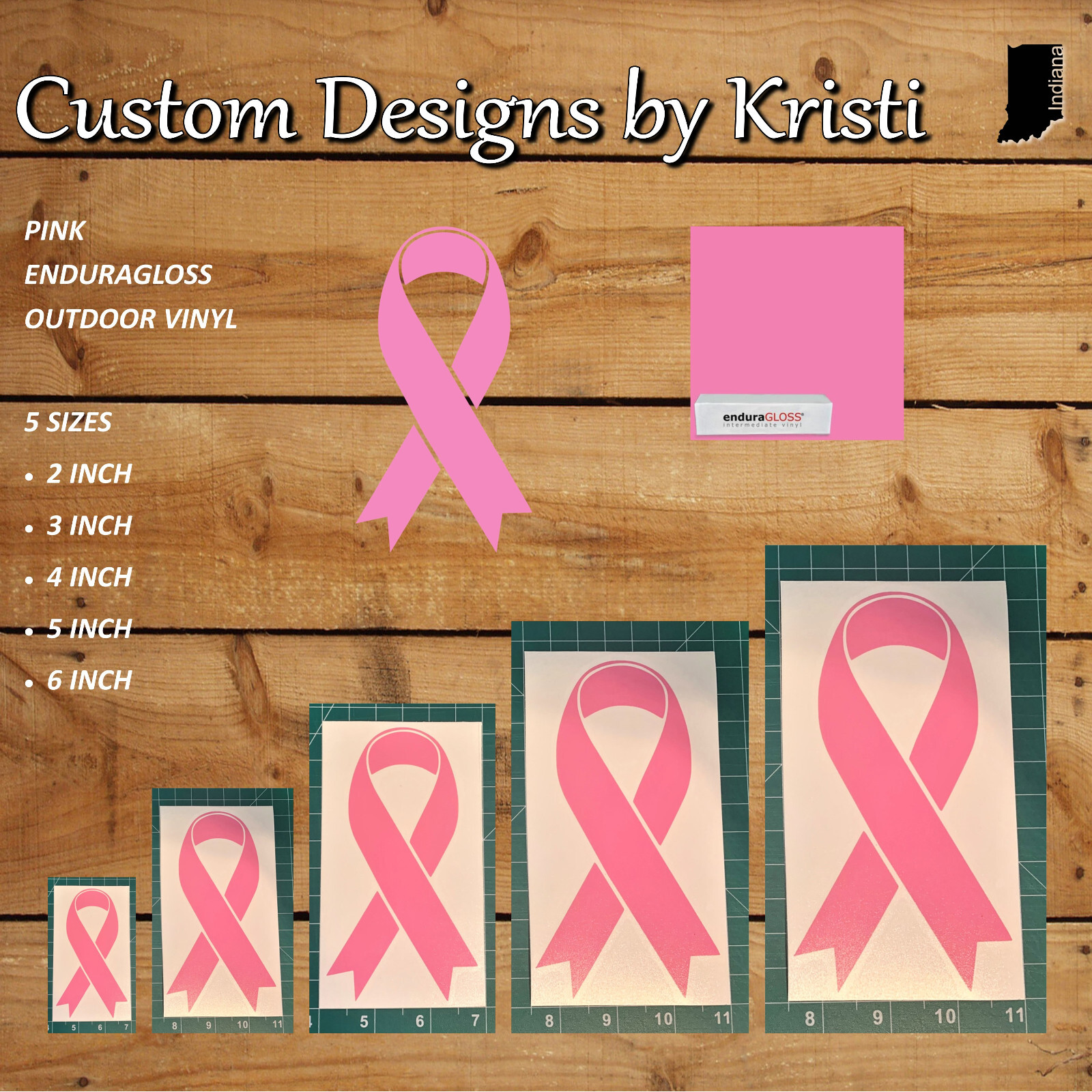 BREAST CANCER PINK RIBBON – OUTDOOR VINYL DECAL / STICKER – 5 SIZES AVAILABLE