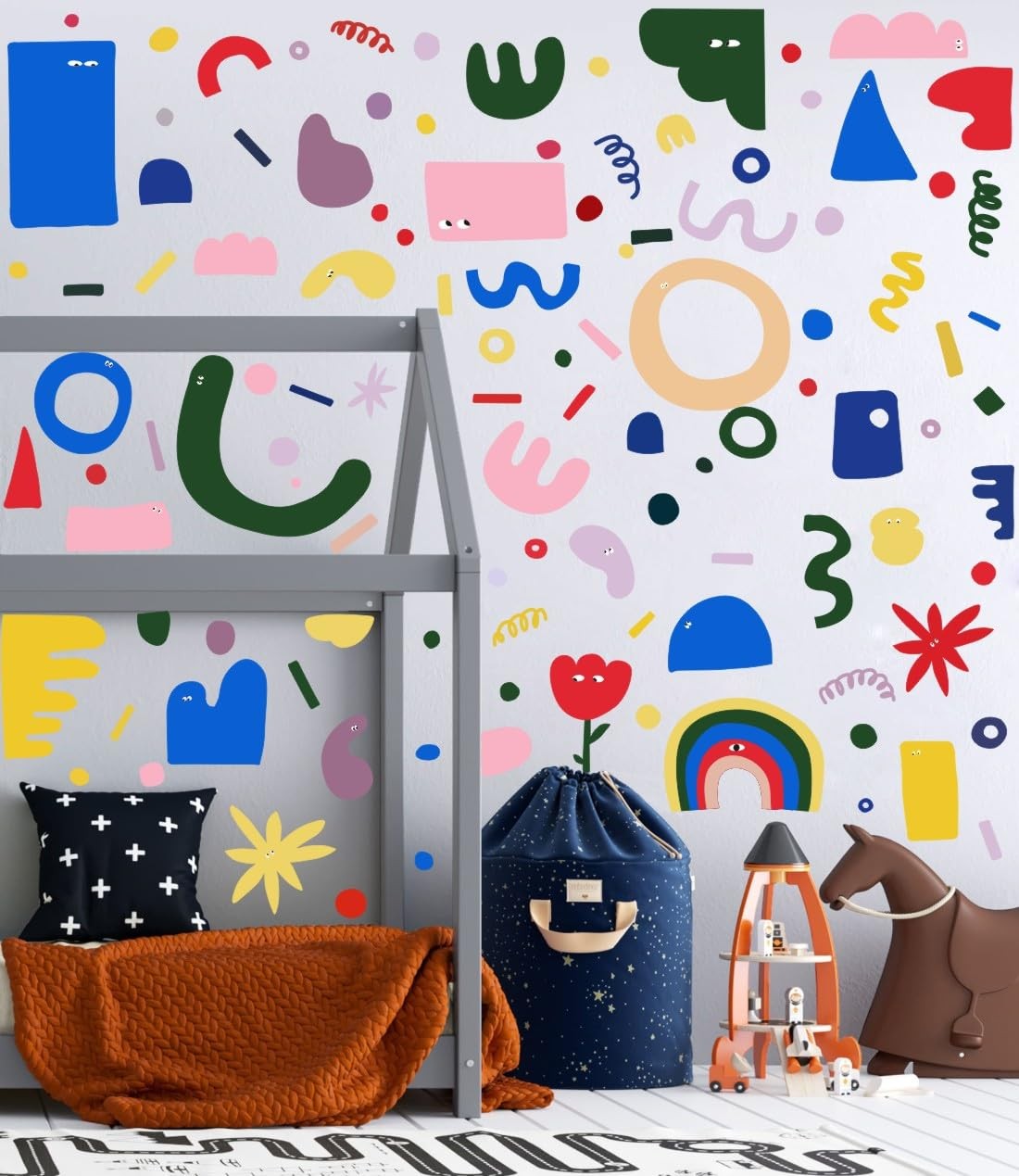 Abstract Shapes Wall Decal,Colorful Irregular Polka Dot Vinyl Wall Stickers, …
