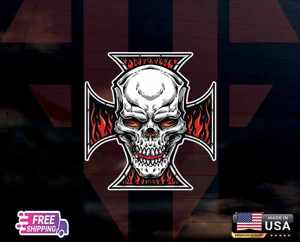 SKULL % CROSS BONES SKULL DECAL STICKER DESIGN LAMINATED +6Y + US + VINYL AI