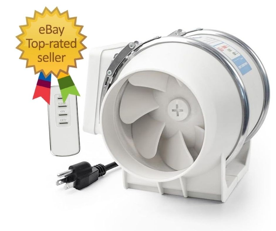4″ Inch Inline Exhaust Fan with Remote Control, 280 CFM High Efficiency Air Flow