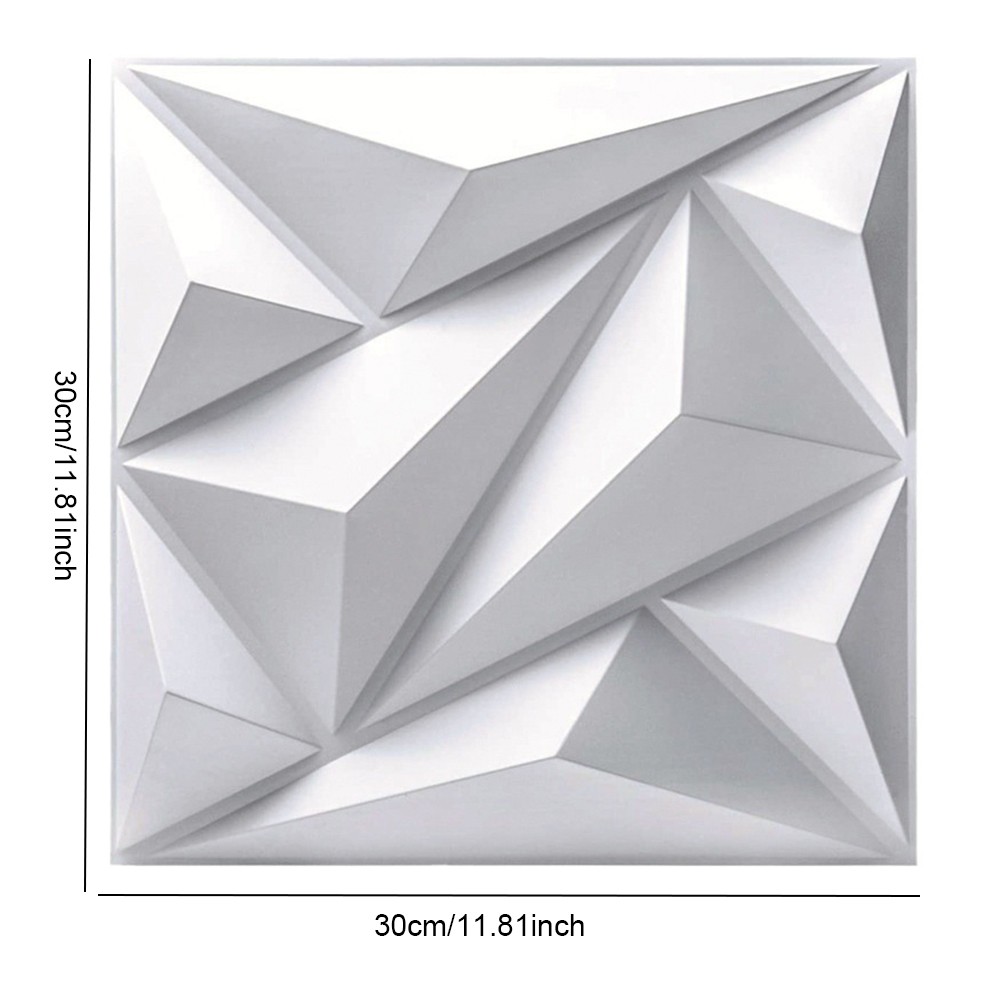 50Pcs 3D Wall Panel Diamond 30x30cm 3D Wall Paper (White)