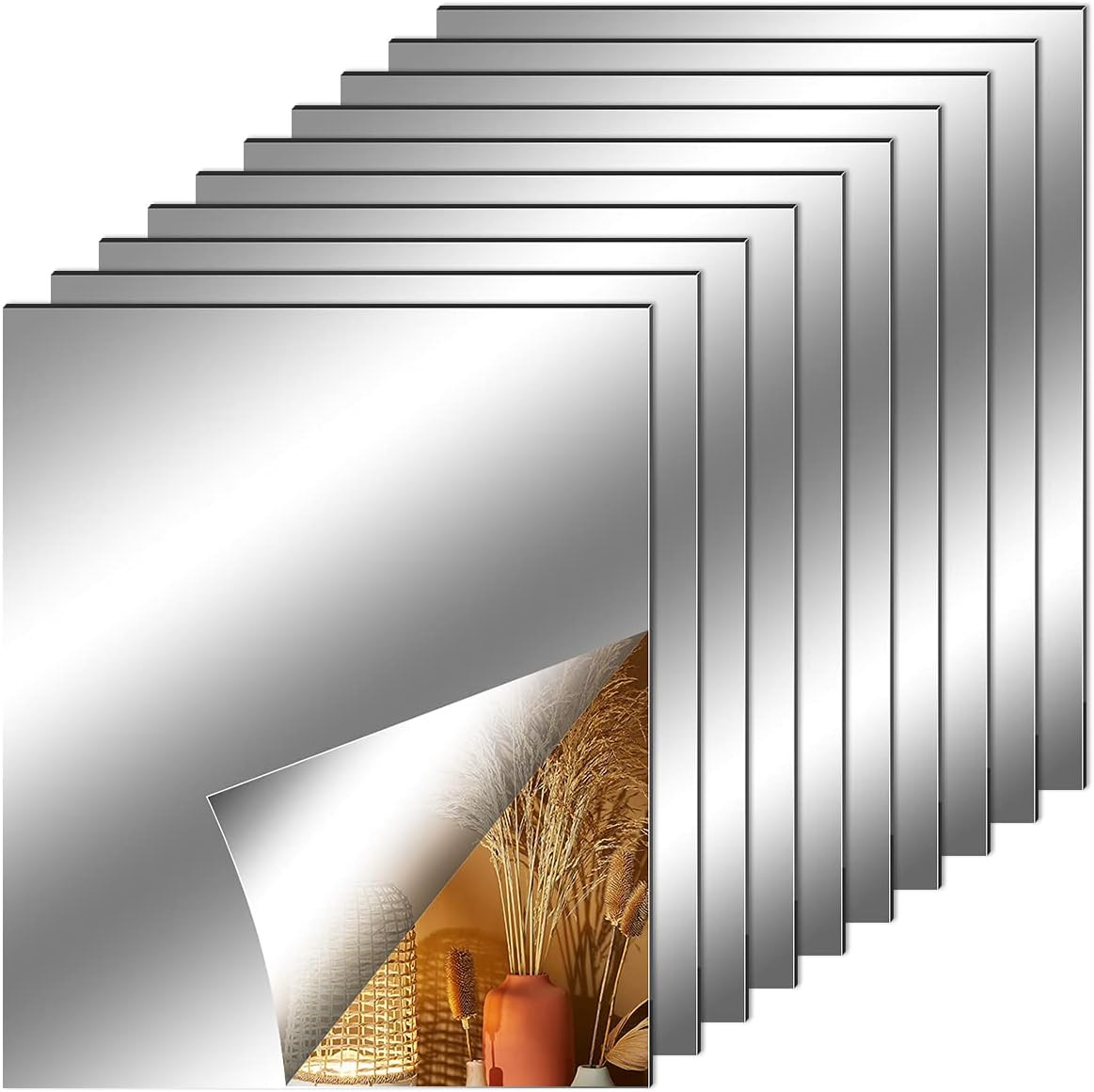 10 Pieces Flexible Mirror Sheets Self Adhesive Decorative 6 X 8 inch 10pcs