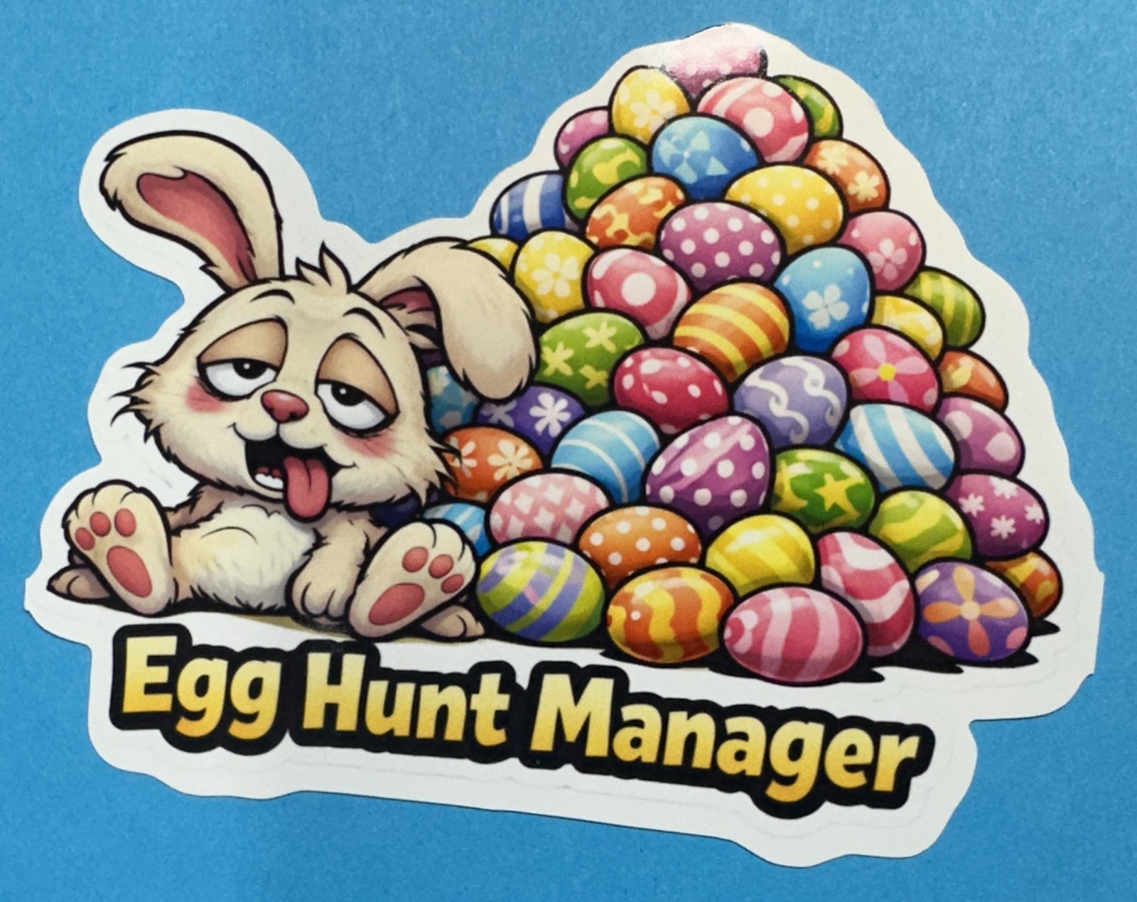 3 inch Egg Hunt Manager Funny Easter Bunny Vinyl Sticker Easter Egg Hunt Decal
