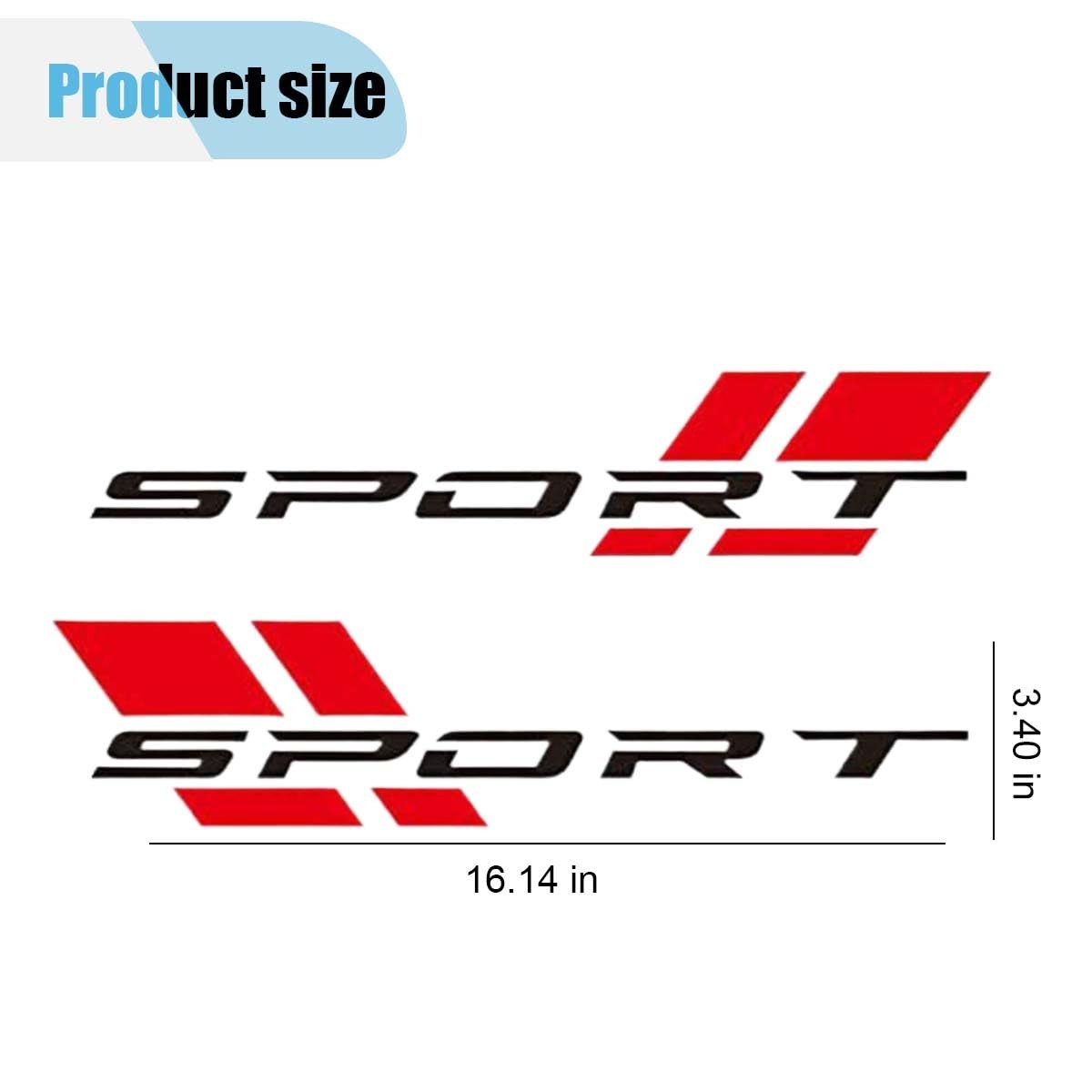 2PCS Car Sport Letter Logo Decal, Reflective Vinyl Decal 2PCS, Black&red