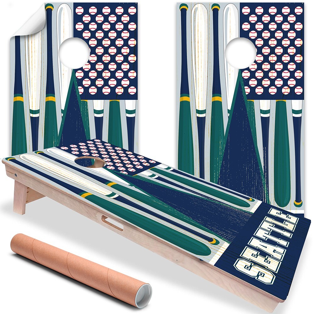 Seattle Baseball Tailgating Cornhole Board Wraps and Decals Vinyl Sticker
