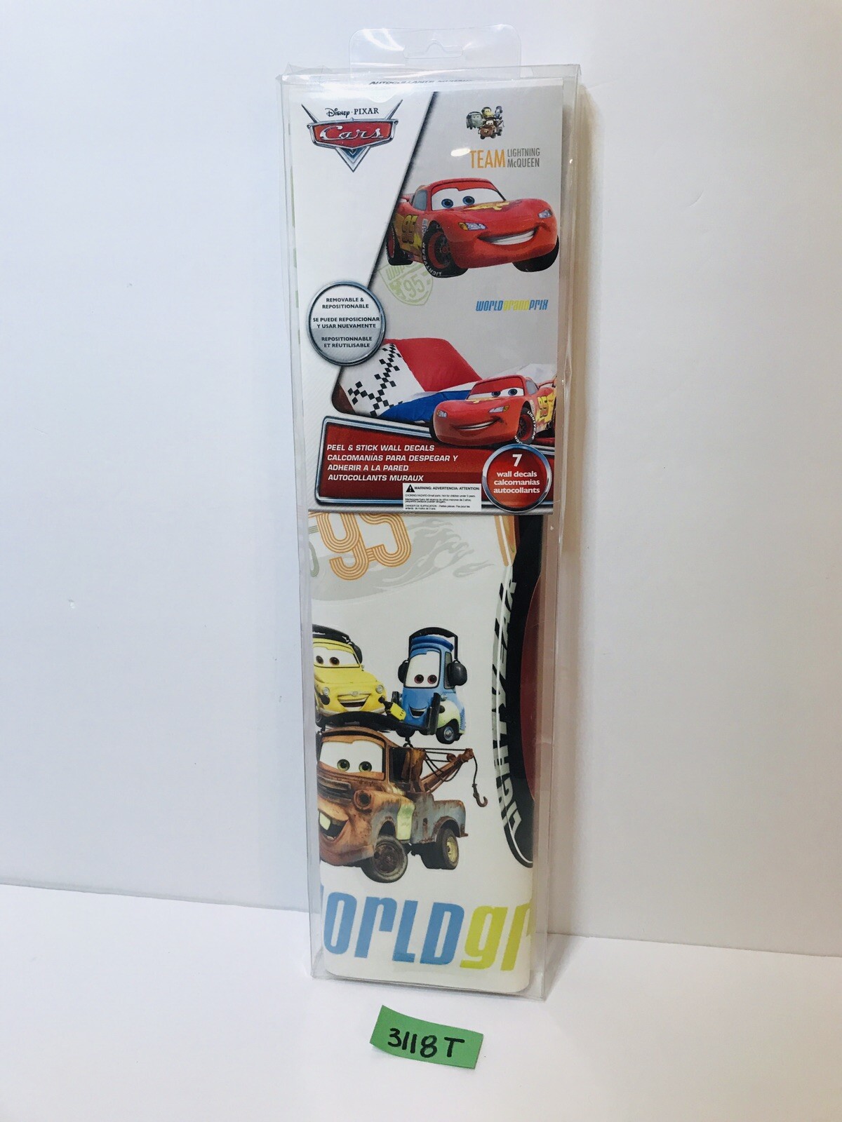 VTG CARS Peel And Stick Wall Decals Disney Pixar 7 Total Decals New & Sealed