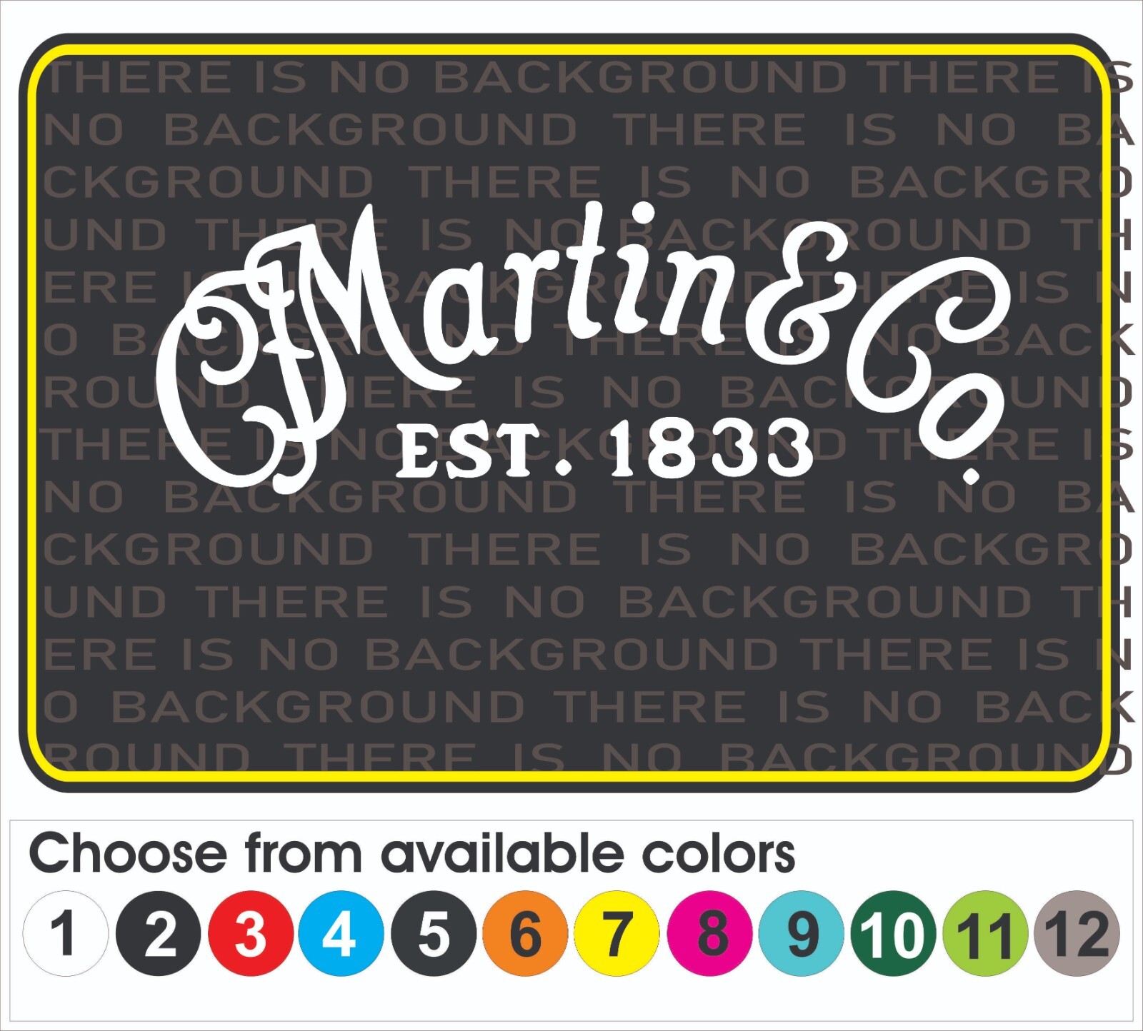 This decal/sticker is compatible with Martin Guitars cases and others 9″
