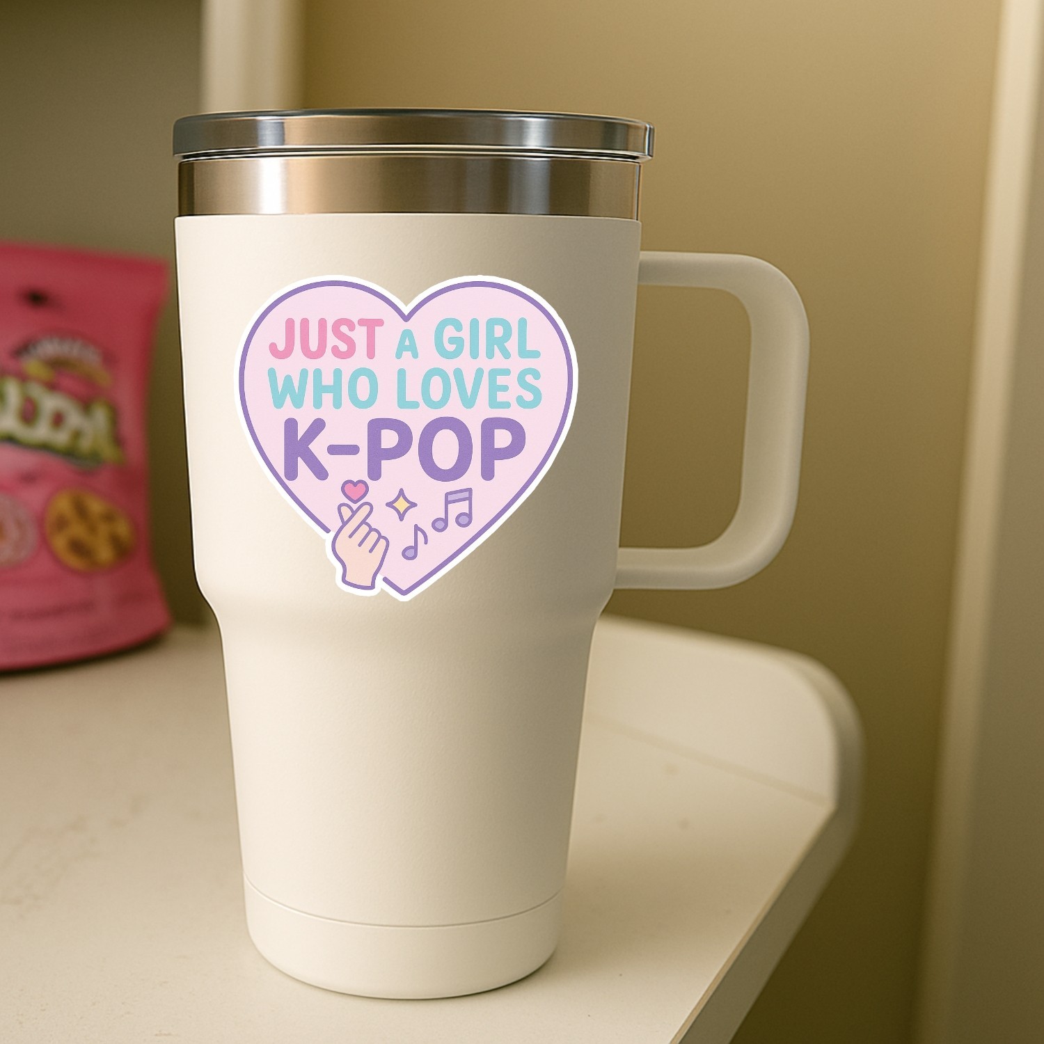 4pcs Just A Girl Who Loves K-Pop Stickers – Cute Music Fan Vinyl Decals