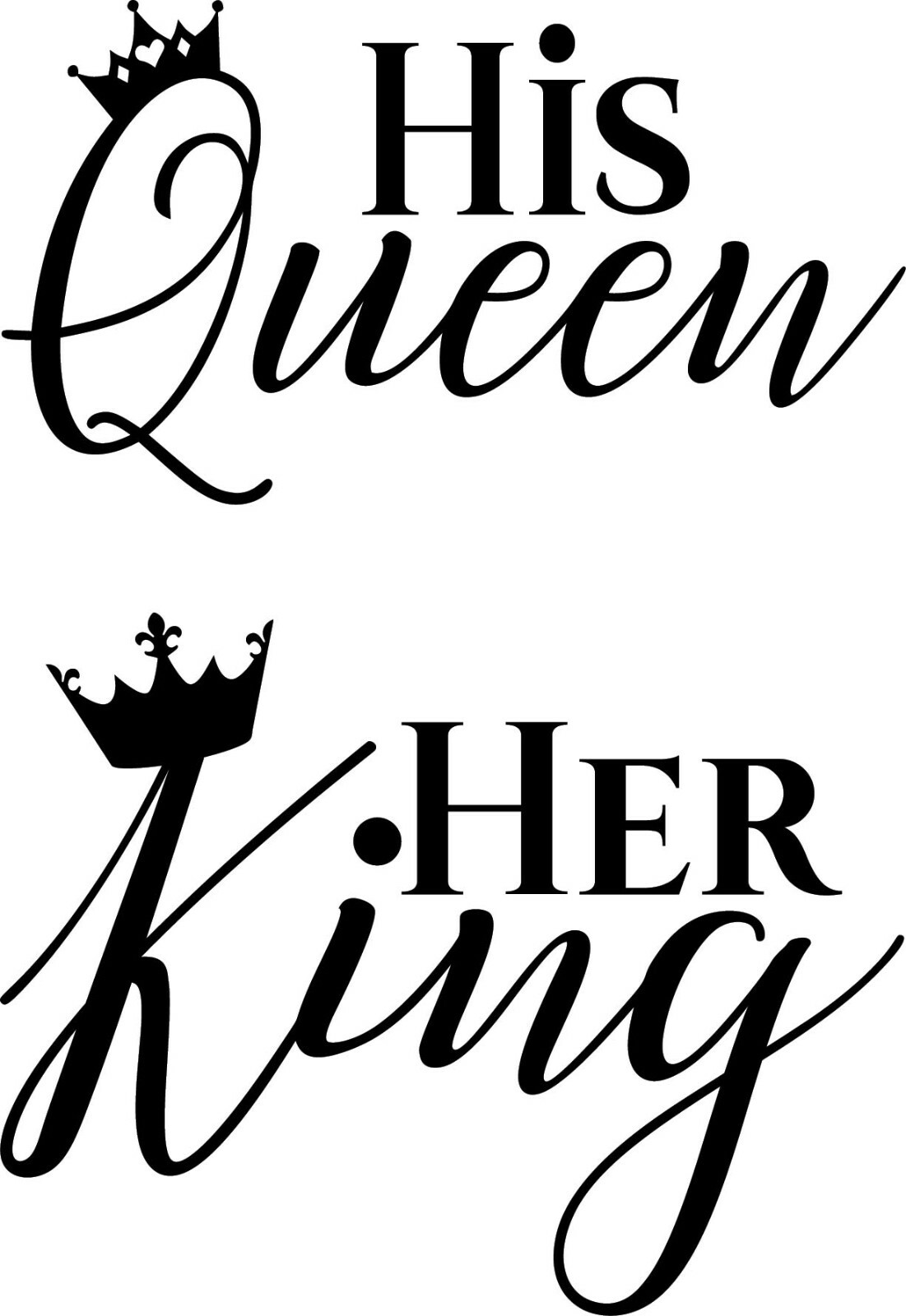 5inch Set of 2 His Queen Her King DieCut Decals Window Sticker Car Love Matching