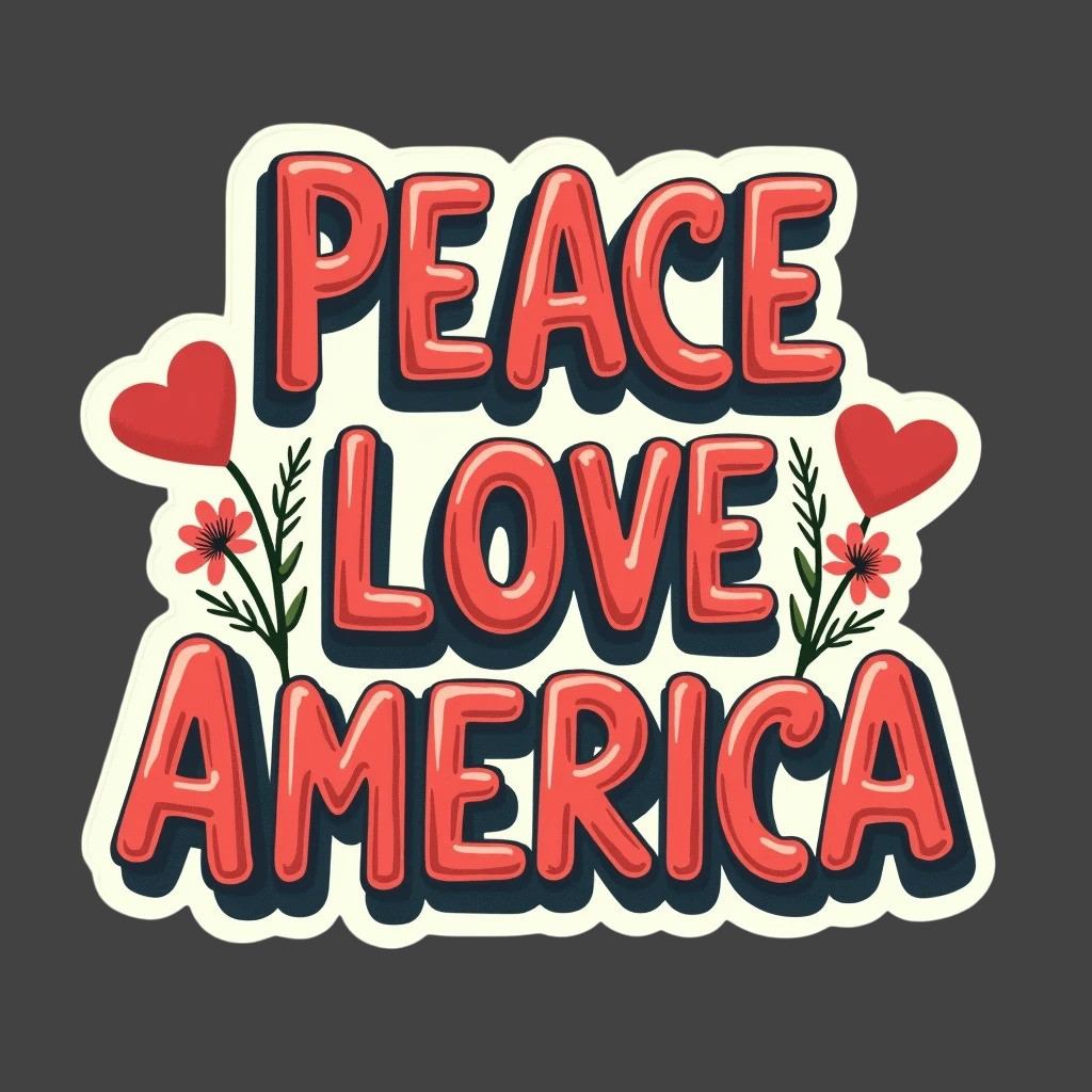 Americana Sticker Vinyl Decal Peace Love America Retro Boho Patriotic USA