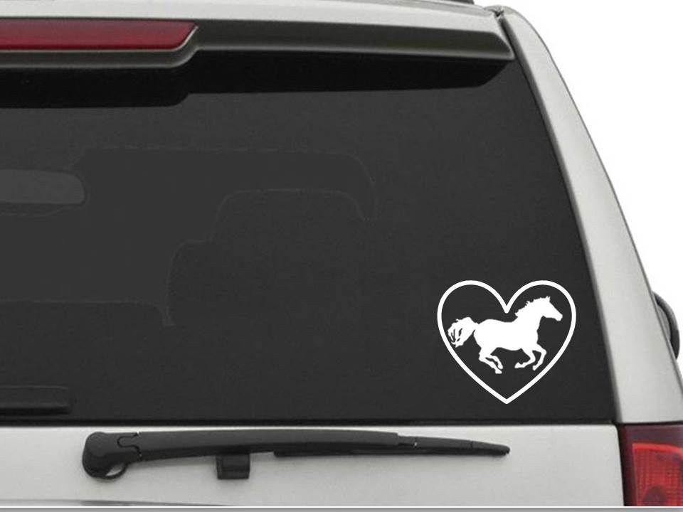 RUNNING HORSE in Heart 6″ Silouette Love Decal Sticker CW2910