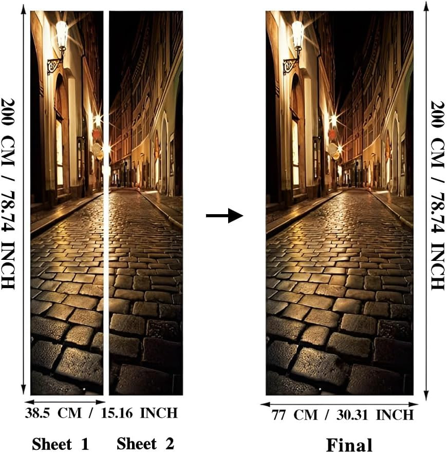 3D Alley at Night Wallpaper Murals – Self Adhesive Vinyl Removable Art Door Deca