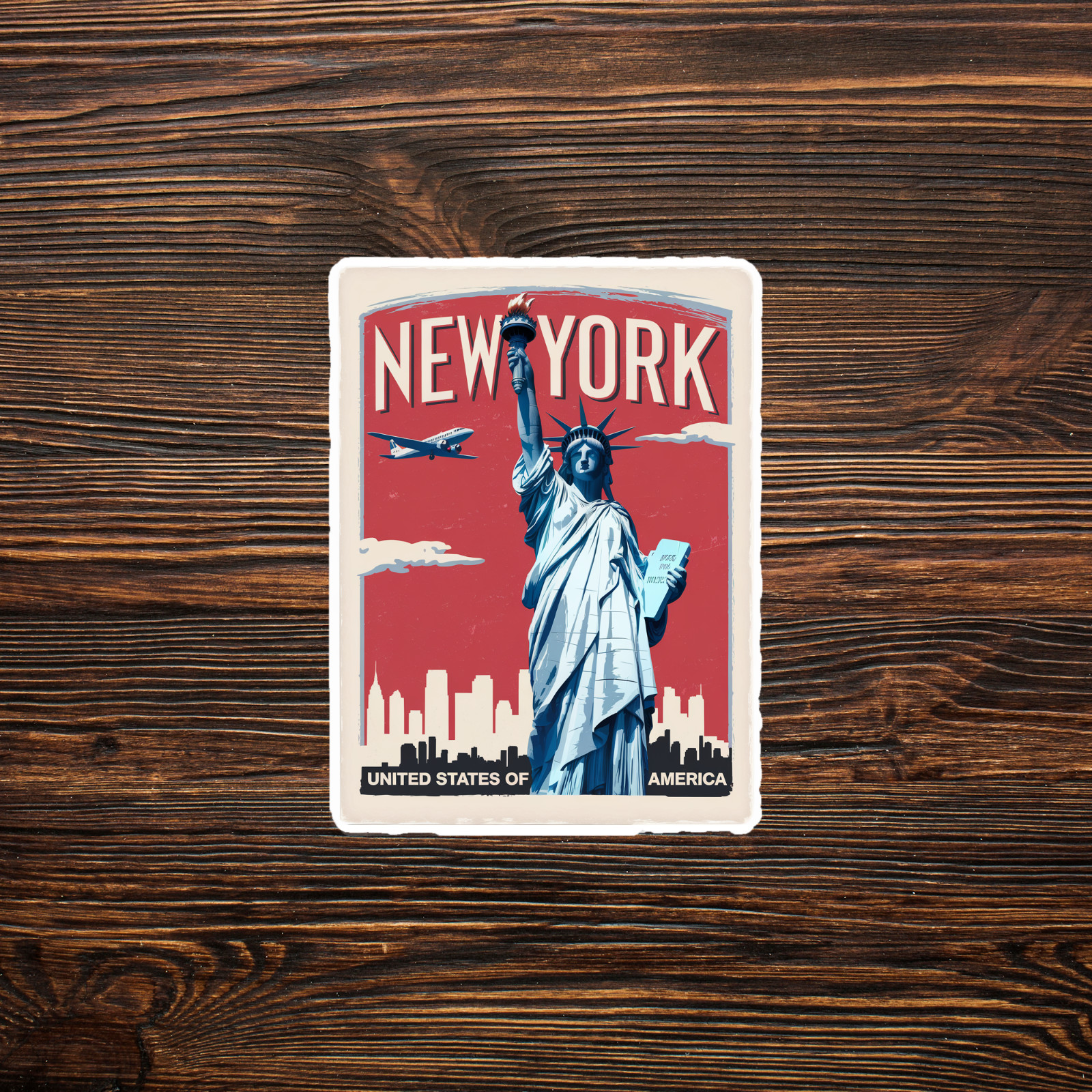 Vintage New York Travel sticker – Statue of Liberty Art Print Sticker #3119