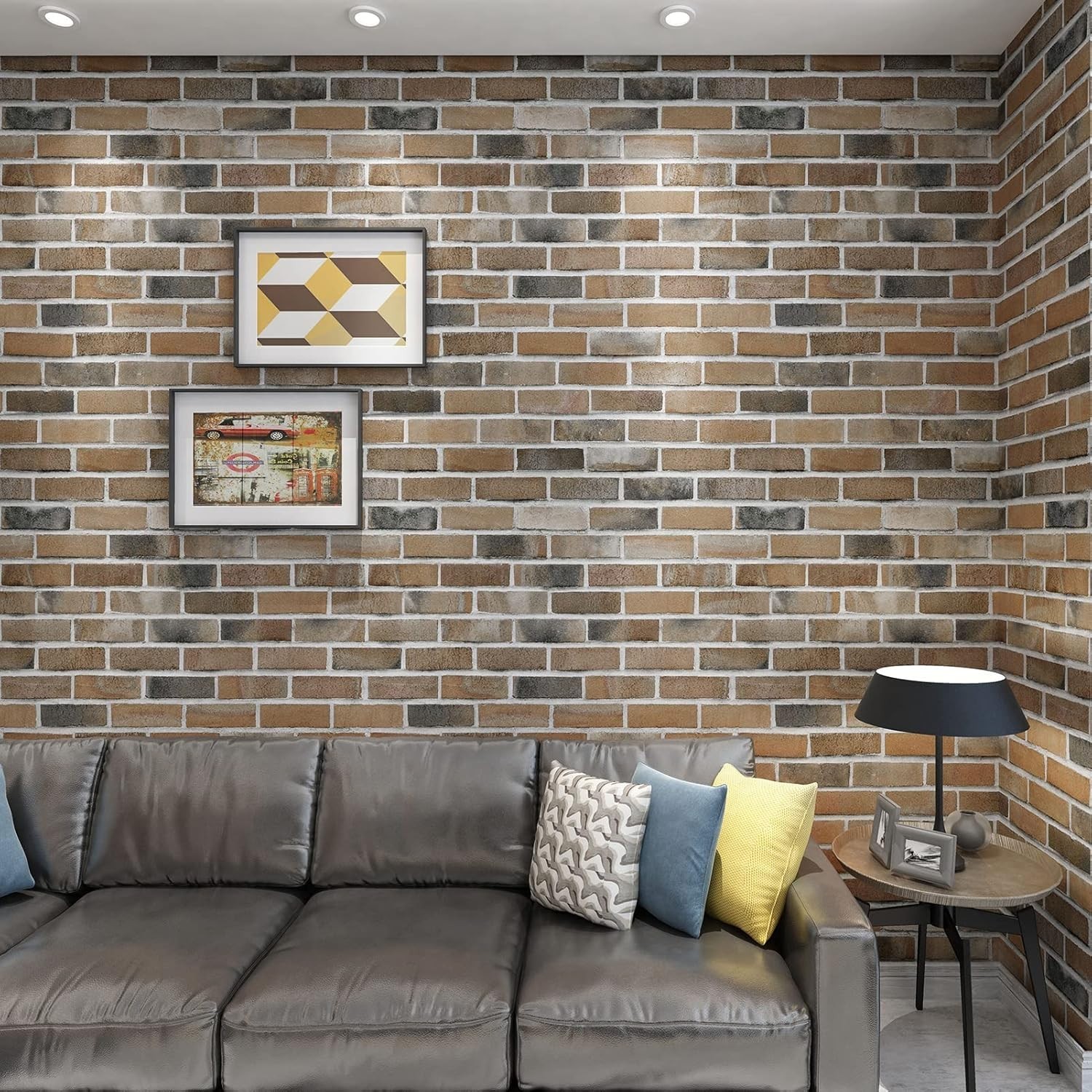 10-Pack 3D Peel and Stick Brick Wall Panels Gray Brown