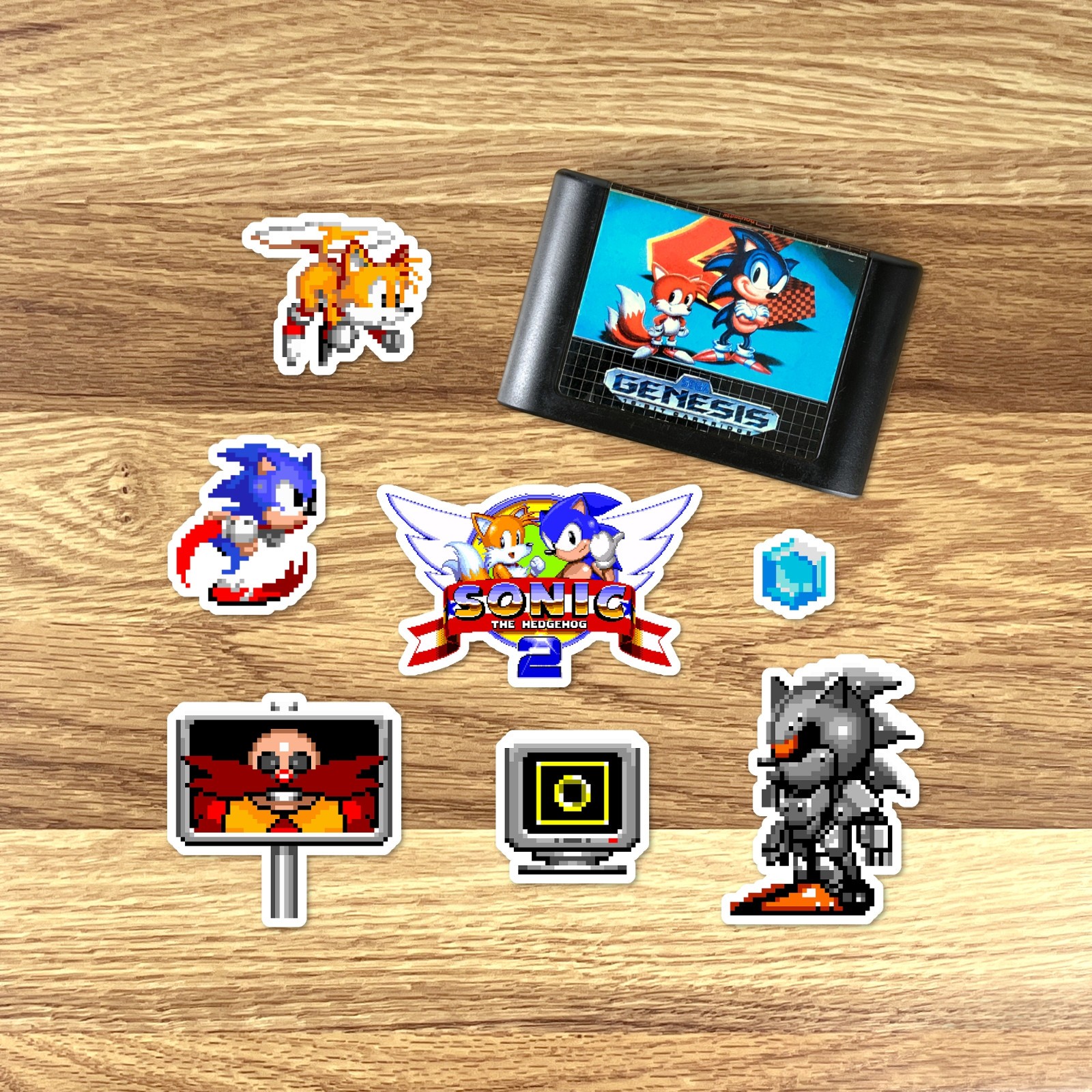 Sonic the Hedgehog 2 Stickers Sega Genesis Pixel Art 43 Sticker Pack
