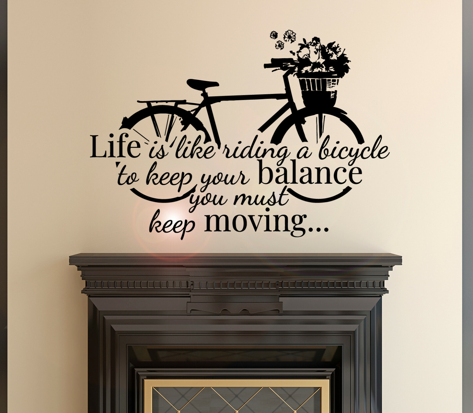 Vinyl Wall Decal Flowers Bicycle Inspiring Phrase Stickers 28.5 in x 20 in gz065
