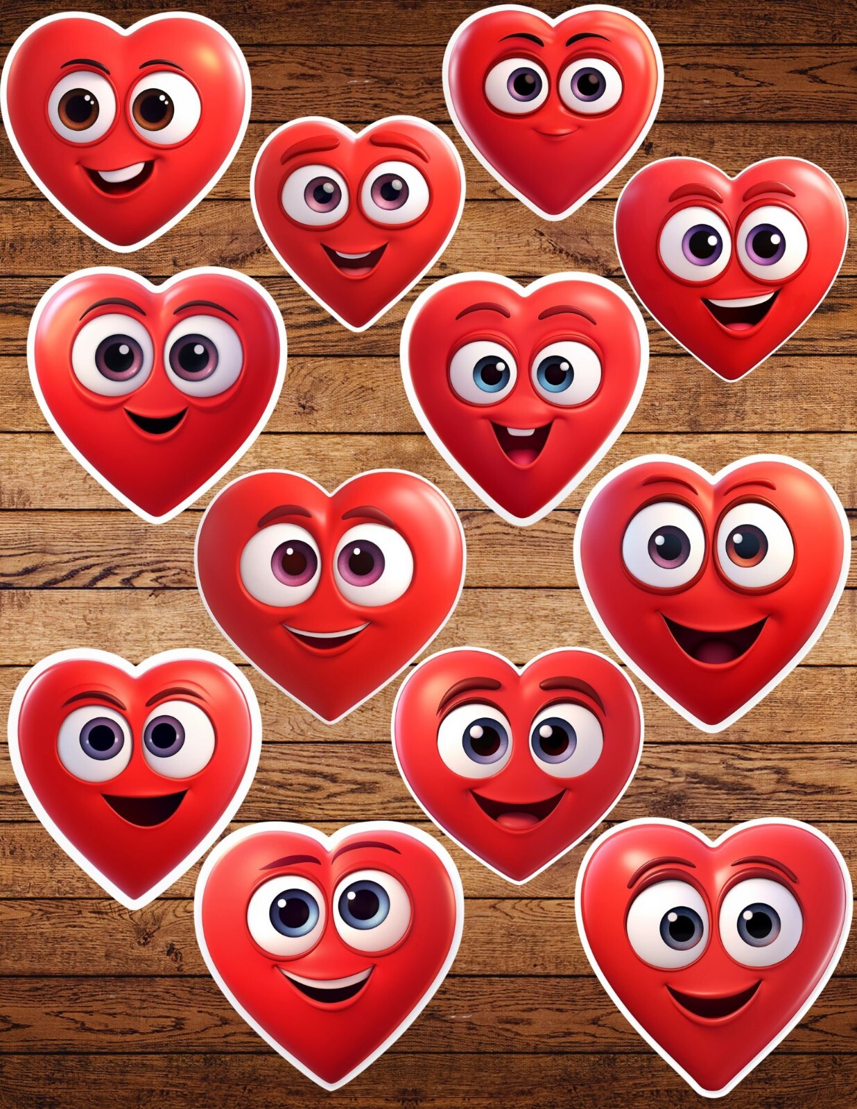 Big Eyes Red Heart Die Cut Vinyl Stickers Set Notebook Laptop Waterbottle