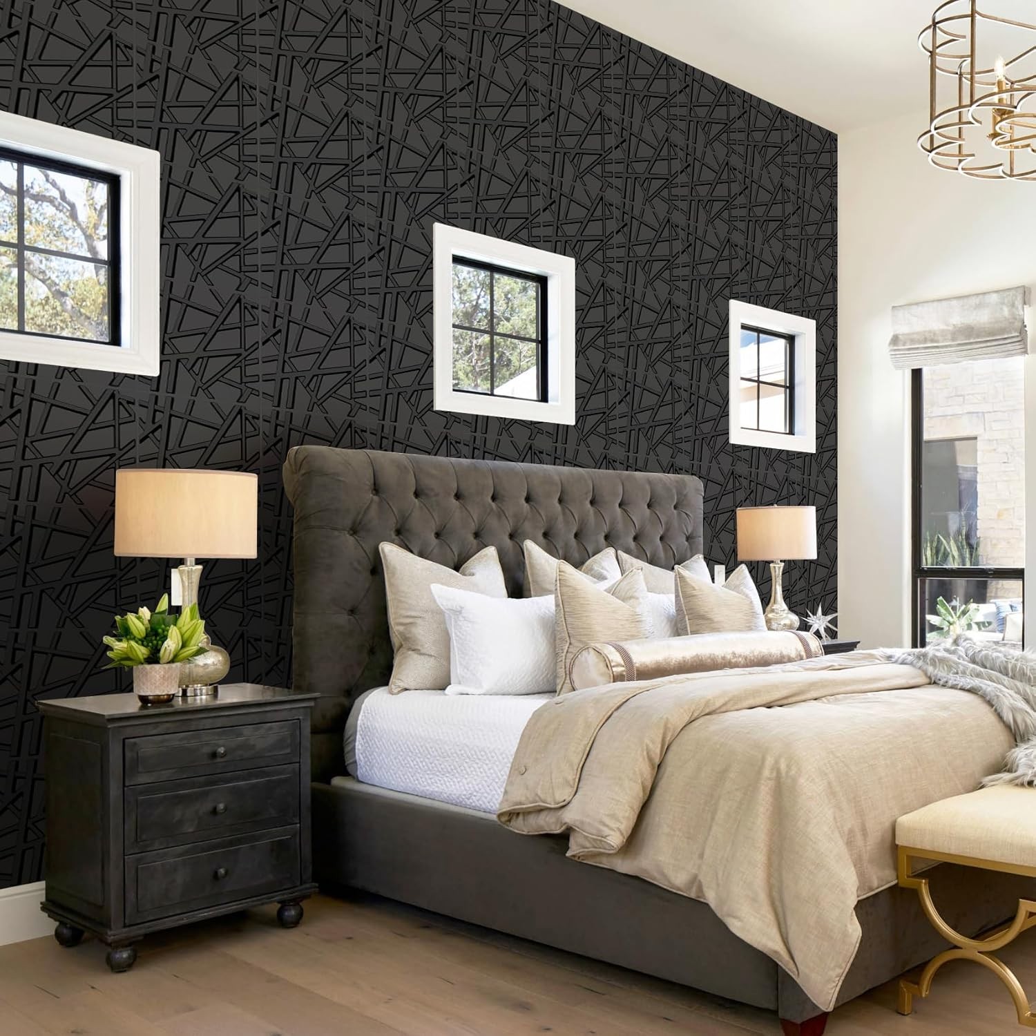 33 Pack 3D Wall Panels Interior Wall Decor 12»x12» Black Accent Textured Wall