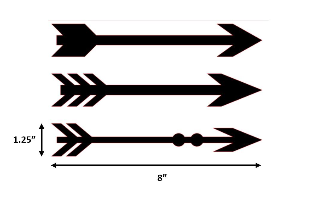 Arrow Sticker Set 3PC, Choose Size and Color, Wall Sign Decor Vinyl Pointer Dart