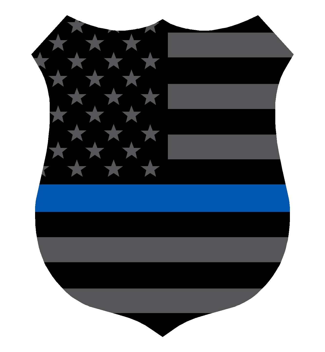 Black Subdued Reflective Thin Blue Line Badge Flag Law Decal multiple size