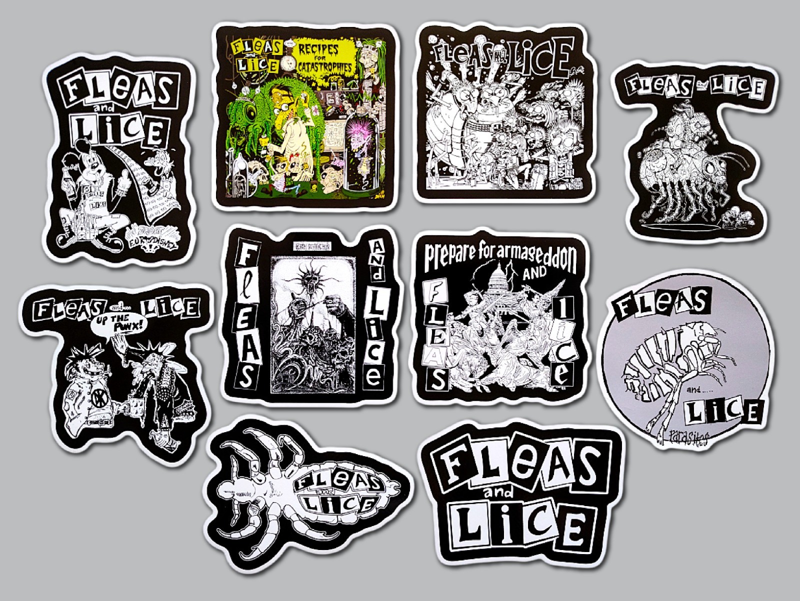 Fleas and Lice Sticker Lot (10 Stickers) crust punk vinyl decals doom disrupt