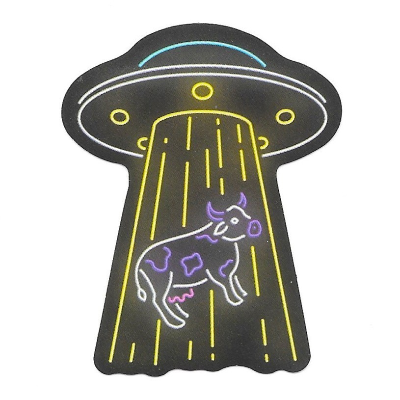 UFO Alien Cow Abduction Vinyl Sticker Die Cut Decal Laptop Journal Scrapbook