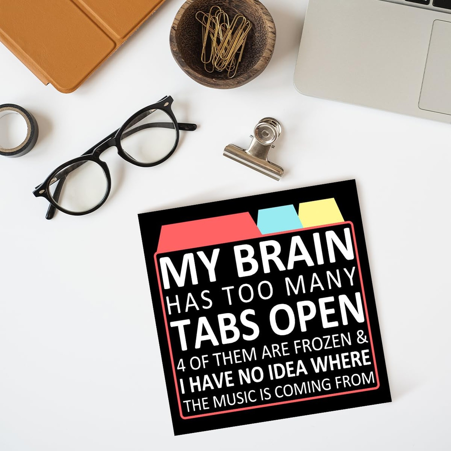 LVQHI Funny ADHD Humorous Black Wood Box sign Decor,My Brain Has Too Many Tab…