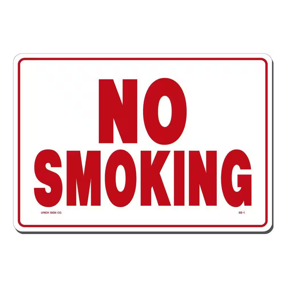 14 In. X 10 In. Decal Red on White Sticker No Smoking