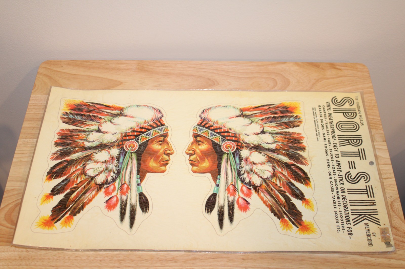 SPORT-STIK Vintage Meyercord Vinyl 11-Y Native American Indian Chief Heads