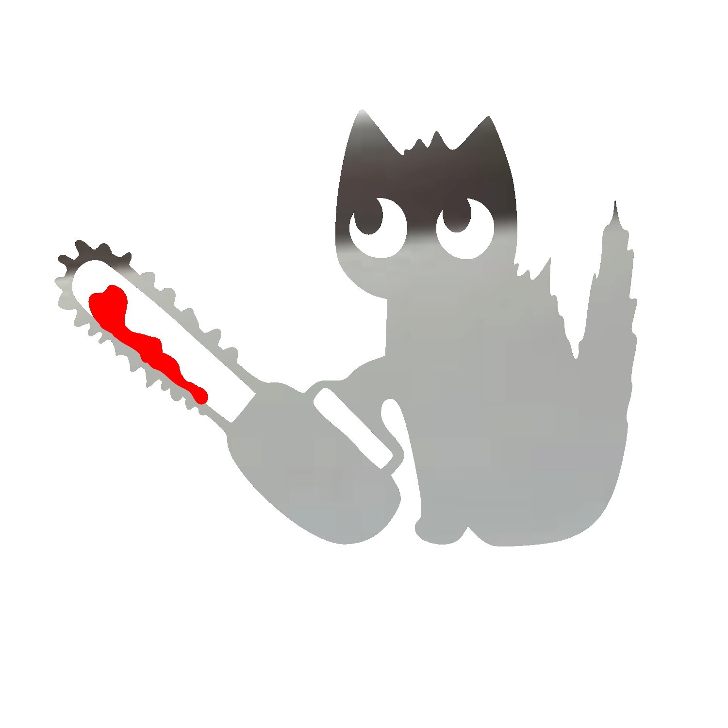 Cat with Bloody Chainsaw Decal, Evil Cat Silhouette Sticker- Murderous Vinyl Cat