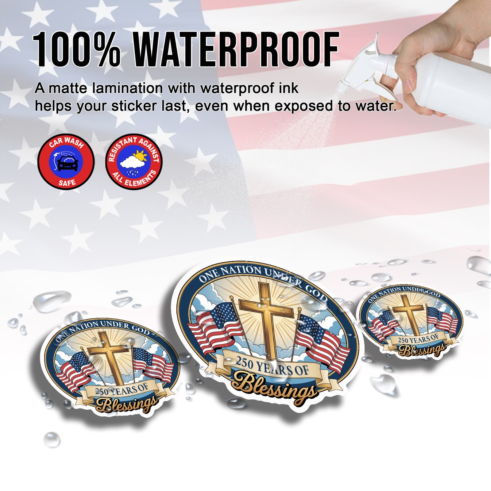 America Birthday 250th Anniversary Decal The Independence of USA Sticker Size 5″