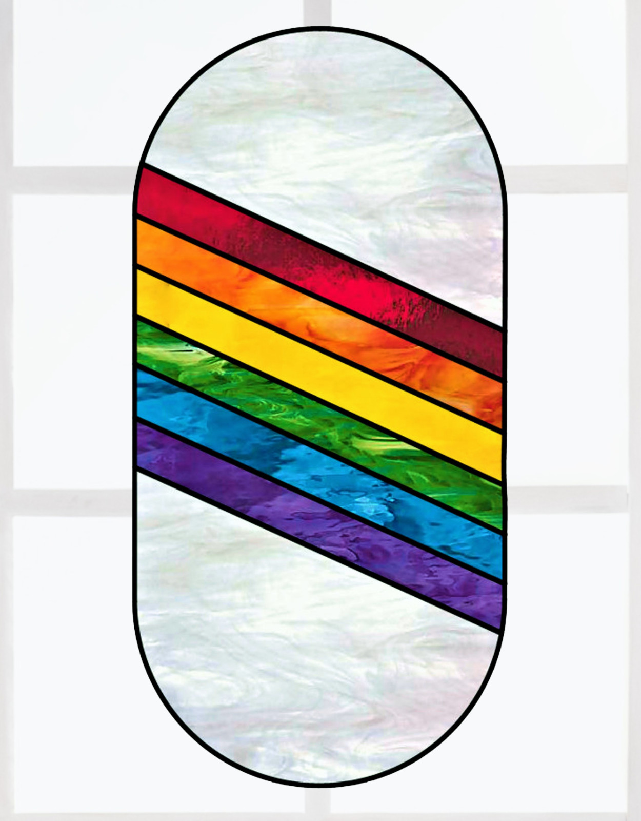 Rainbow Pride LBBTQ Faux Stained Glass WINDOW CLING ~ Sun-catcher Size 10.6″