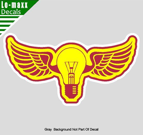 Flying Light Bulb Cool Graphic Art Design Car Truck Boat Glass Novelty Sticker