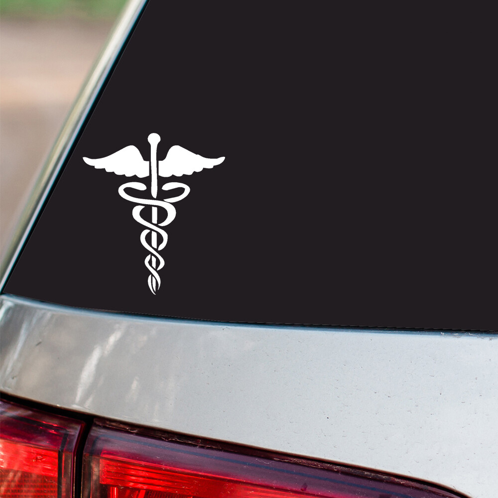 EMT MFR Medic Star of Life Sticker Caduceus S12 all chrome & regular vinyl color