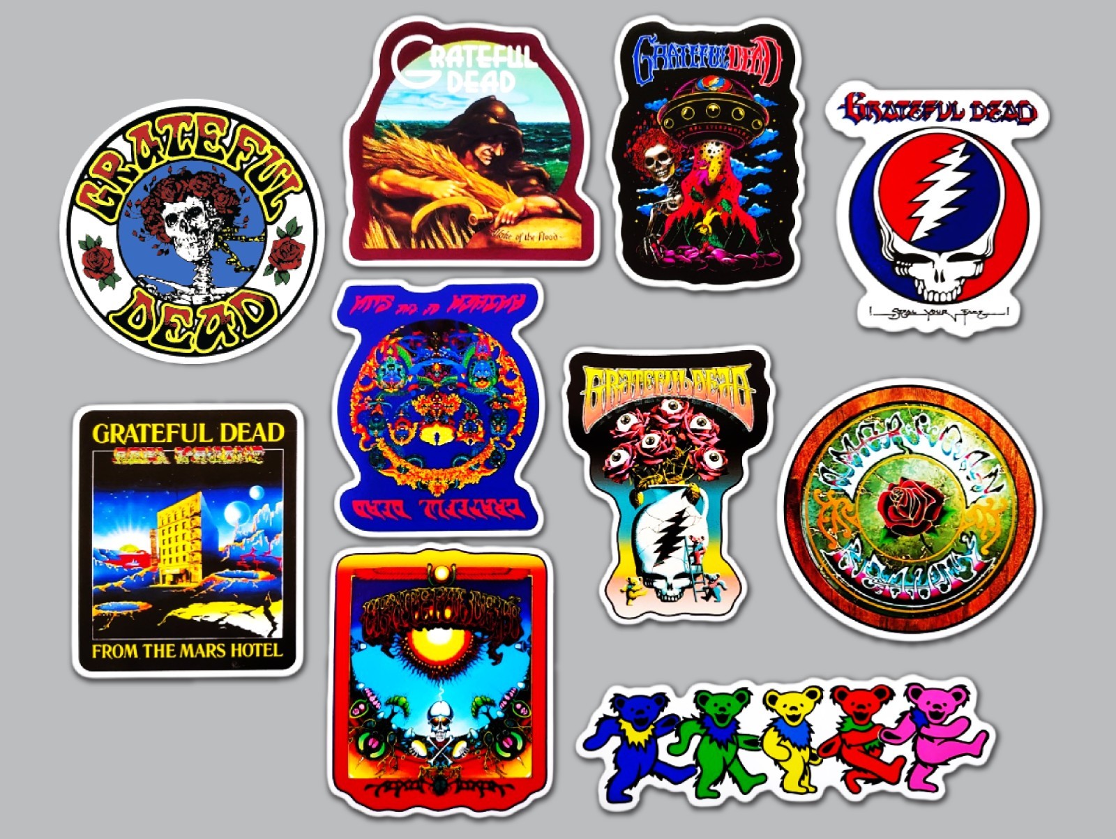 Grateful Dead Vinyl Sticker Pack (Qty 10) SET 2 jam psychedelic phish allman bro