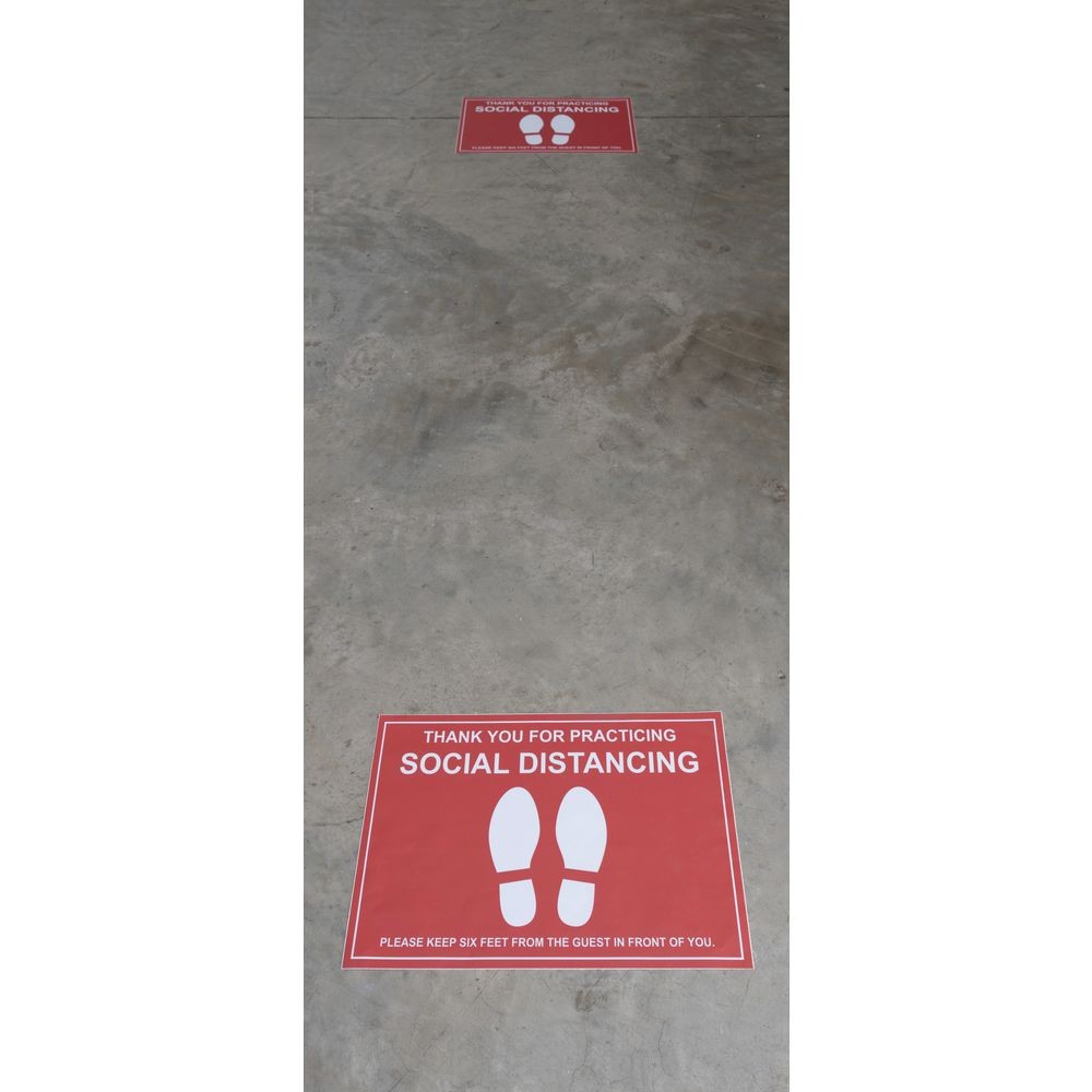 HUBERT Social Distancing Floor Decal 12 x 18 Red