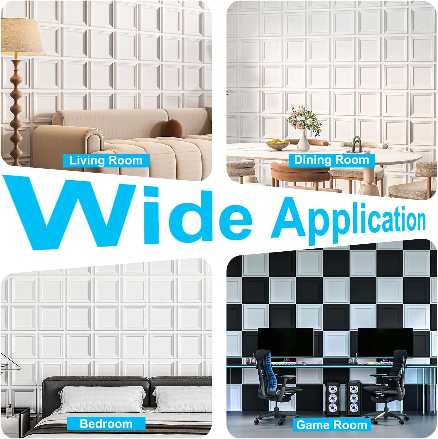33-Pack 3D Textured Accent Wall Panel for Interior Décor, Waterproof PVC Decorat