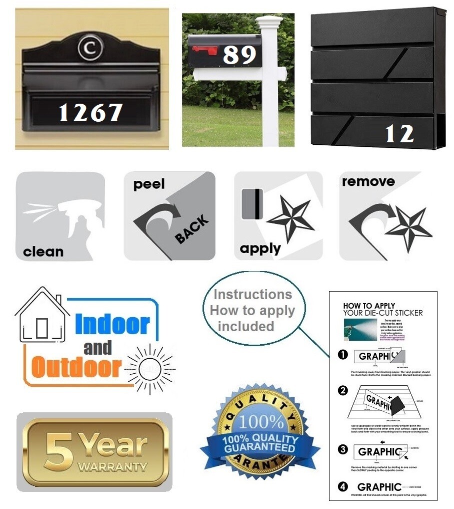 SET OF 31, 1″ HIGH SELF ADHESIVE VINYL MAILBOX NUMBERS, DOOR,LOCKERS – FRITZQUAD