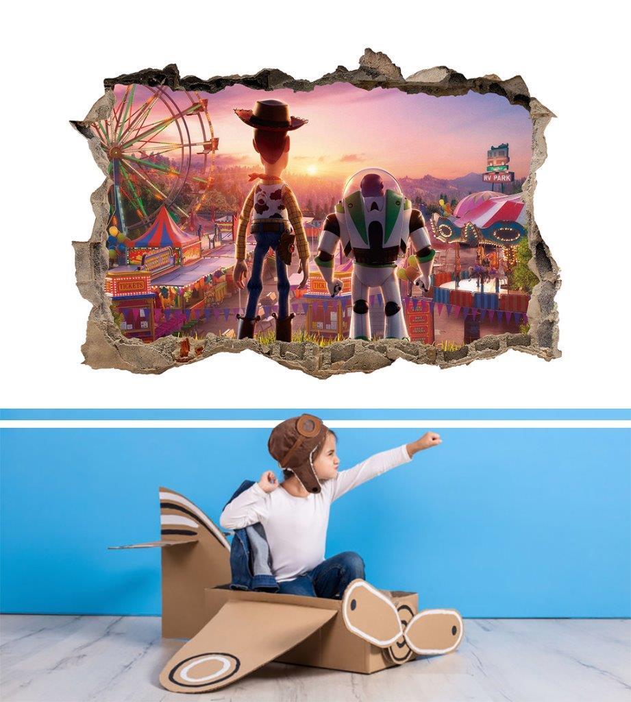 Toy Story 4 Decal 3D Smashed Wall Sticker Decor Art Mural Home Decor Kids J1434