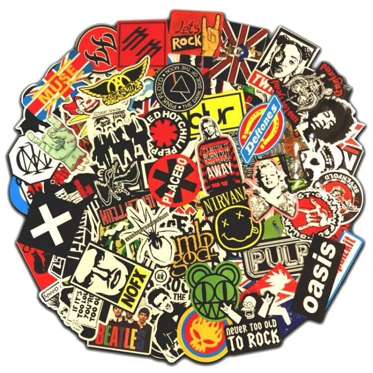 100 Bulk Heavy Metal Rock Band Stickers Decals for Laptops, Guitars, Skateboards
