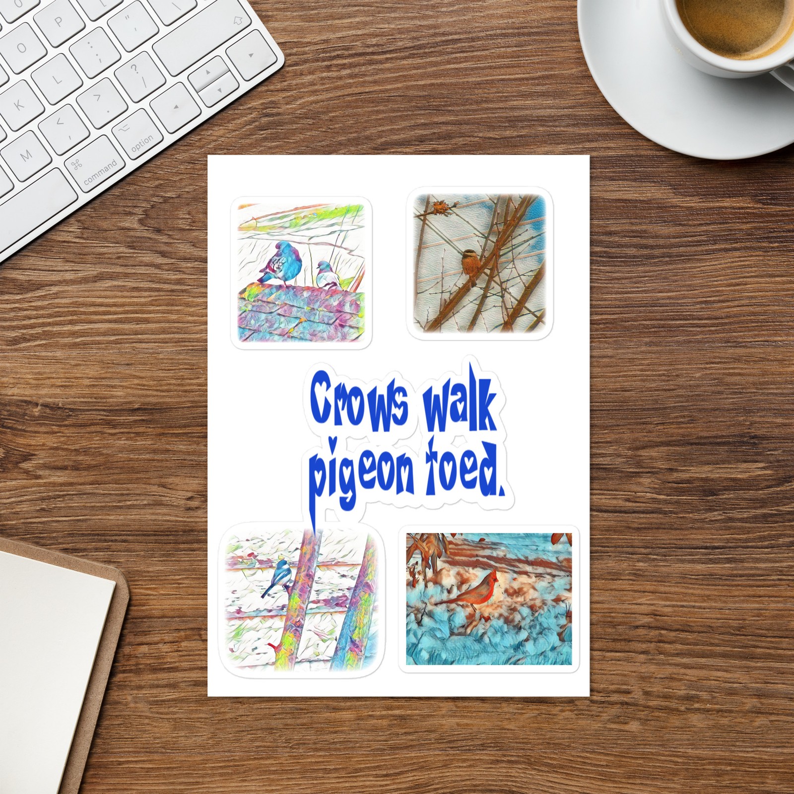 Sticker sheet Birds photo art unique design