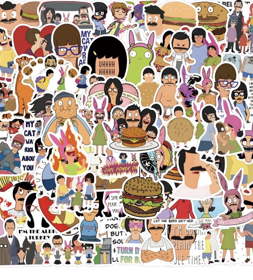 10 pcs Bobs Burgers TV Show Stickers, Funny Vinyl Decal, Matte & Water Proof