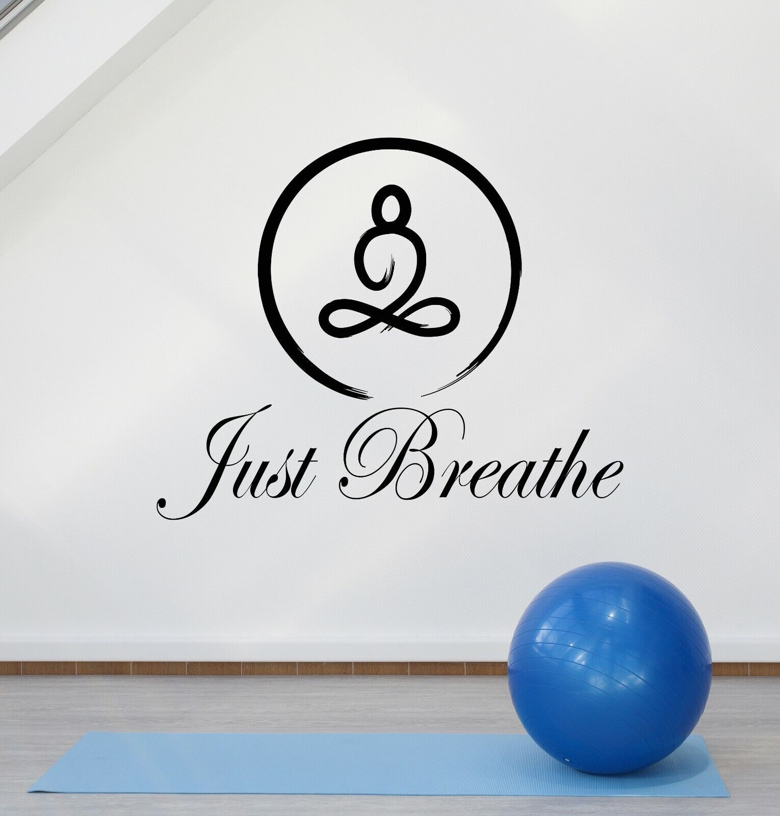 Vinyl Wall Decal Circle Enso Yoga Meditation Pose Just Breathe Stickers (4214ig)