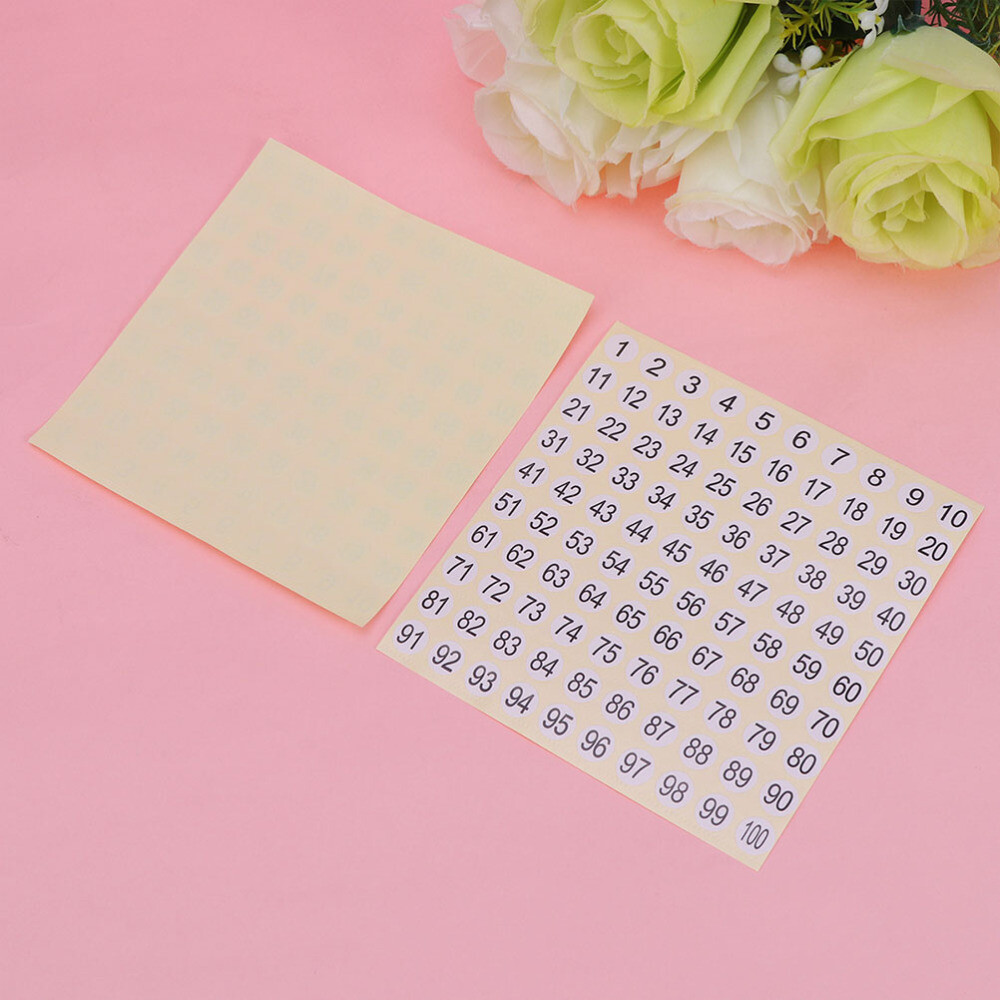 30 Sheets Number Labels 1- 100 Kids Stickers Tags Clothes Round Small