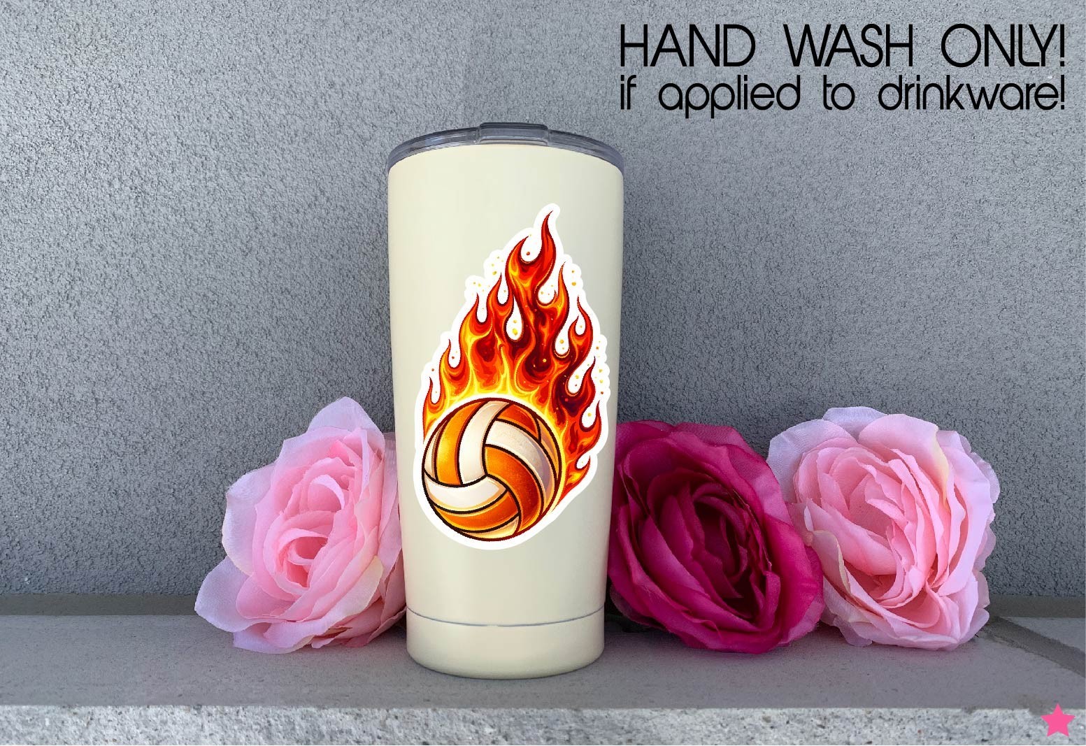 Volleyball Fire Decal Sticker Volley Ball Sports Kids School Team Bump Set Spike